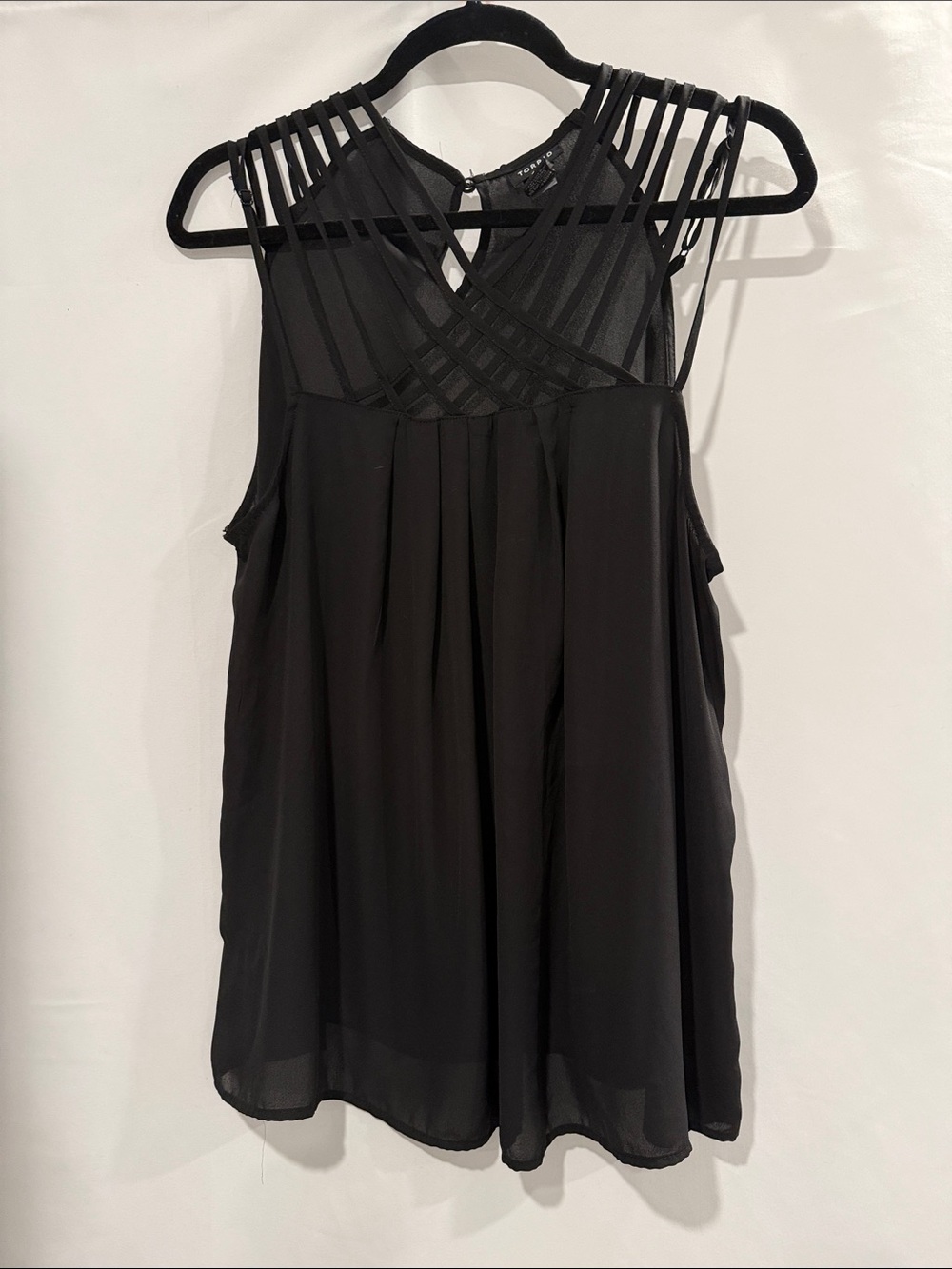 torrid Black Strappy Lattice Yoke Chiffon Camisole